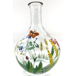 Royal Danube Crystal Hand Painted Floral Glass Decanter 8“ Tall